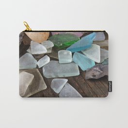 Sea glass with rocks and driftwood Carry-All Pouch