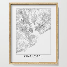 Charleston White Map Serving Tray