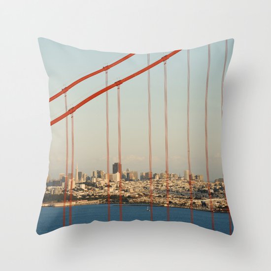 Golden San Gate Francisco Bridge Throw Pillow