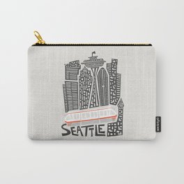 Seattle Cityscape Carry-All Pouch | Pattern, Buildings, Midcentury, Seattle, Travel Art, Travel Poster, Vacation, Dorm Room, Cityprint, Mid Century 