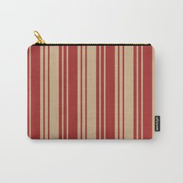 [ Thumbnail: Brown and Tan Colored Lined Pattern Carry-All Pouch ]