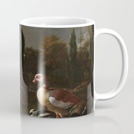 Melchior d'Hondecoeter - A pelican and other fowl at a water basin, known as 'The floating feather' Coffee Mug