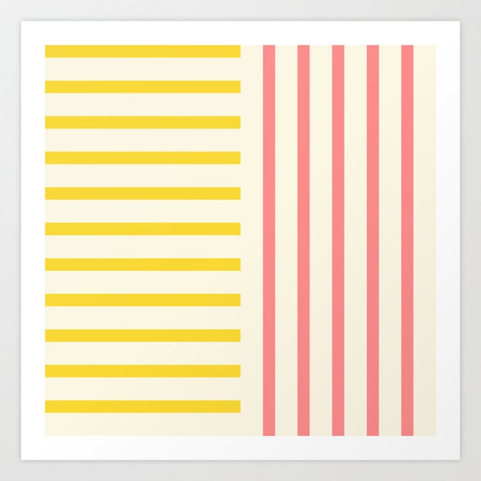 Perpendicular Lines 2 pink and yellow  Art Print