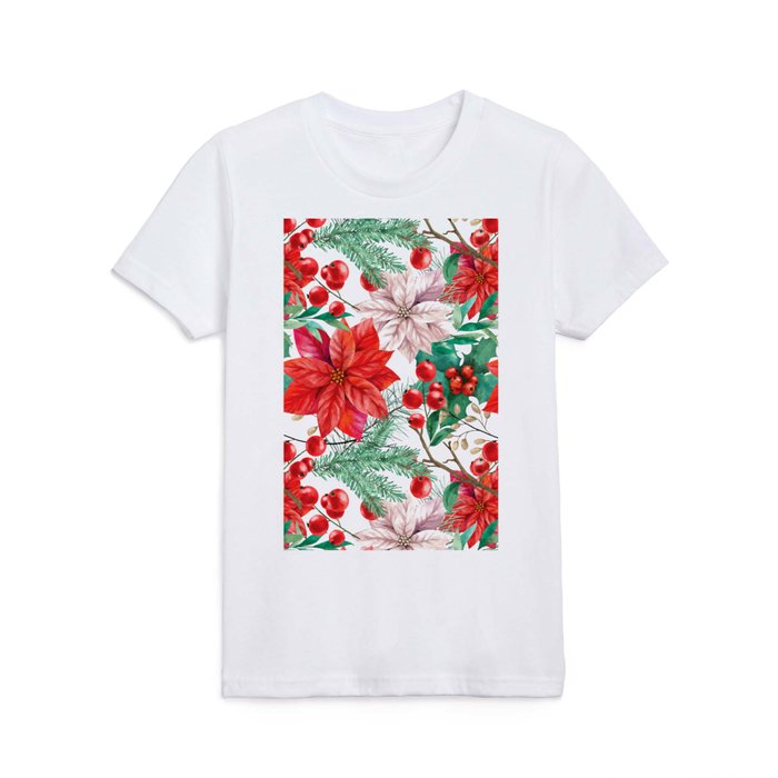 Christmas Star Poinsettia Collection Kids T Shirt