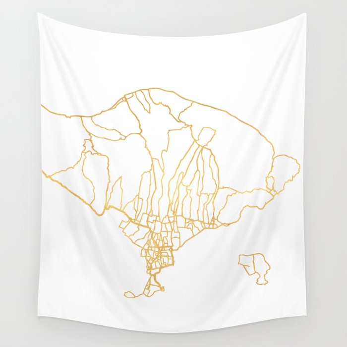 BALI INDONESIA CITY STREET MAP ART Wall Tapestry