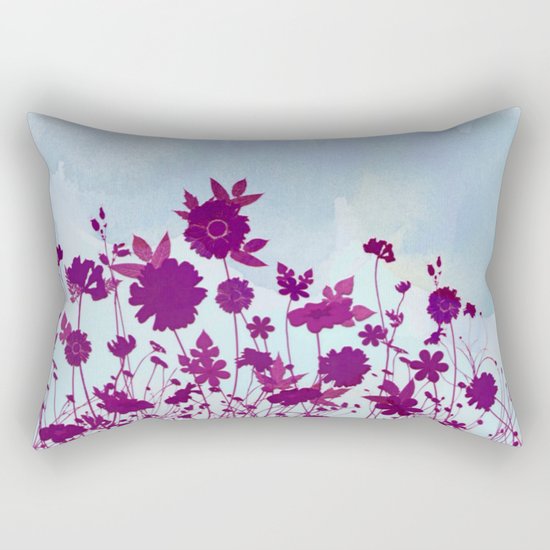 wild little flowers against watercolor sky Rectangular Pillow
