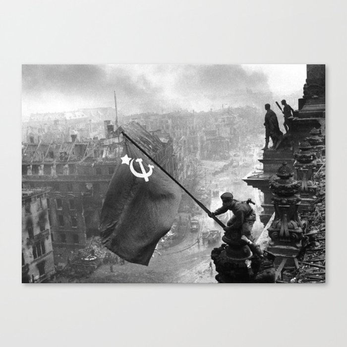 Raising a Flag over the Reichstag Canvas Print