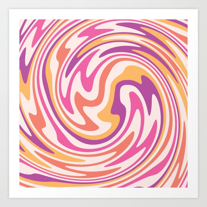 70s retro swirl sunset psychedelic Art Print