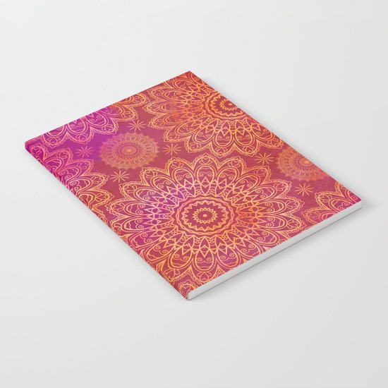 Mandala Watercolor Pattern pink orange Notebook
