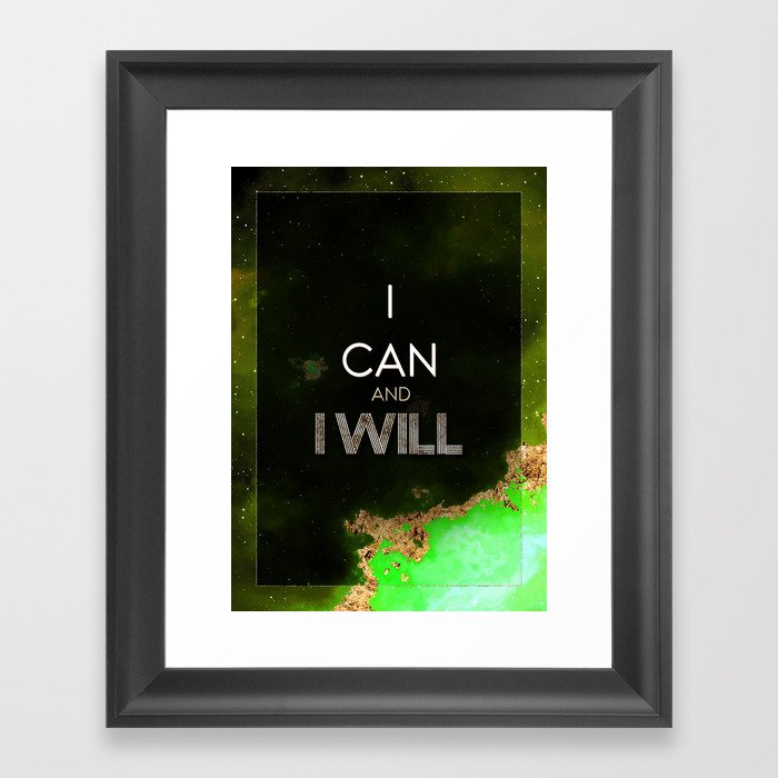 I Can and I Will Rainbow Gold Quote Motivational Art Framed Art Print