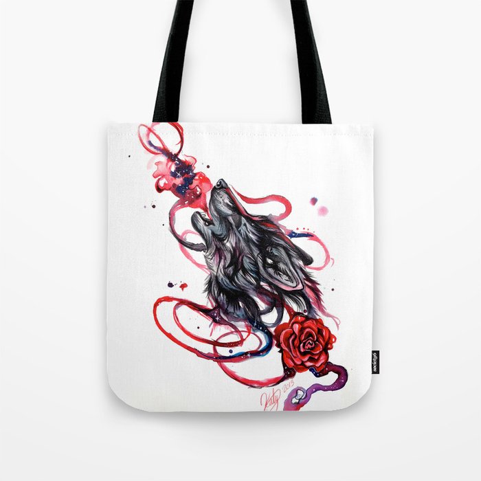Howling Wolf and Rose Tote Bag