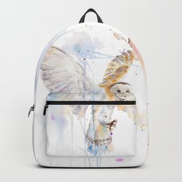 Watercolor Painting of Picture "White Owl" Backpack
