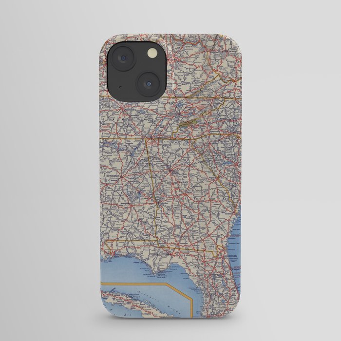 Flat road map of northeastern united states of america iPhone Case