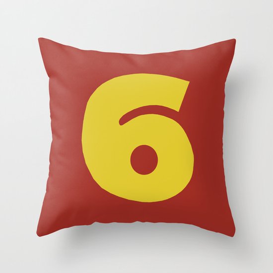 Number 6 Throw Pillow