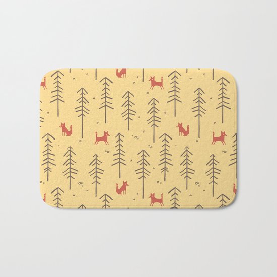 Fox hiding in the forest Bath Mat