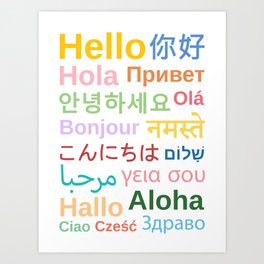 Hello In Different Languages Art Print