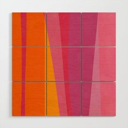 Pink Orange Bright Vibrant Modern Artwork Wood Wall Art