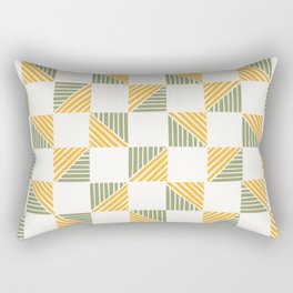Abstract Shape Pattern 17 in Sage Green Mustard Yellow Rectangular Pillow