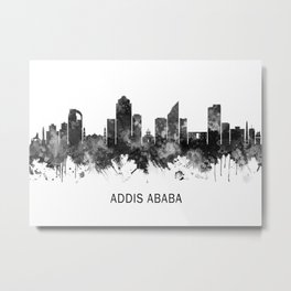 Addis Ababa Ethiopia skyline BW Metal Print | Landscape, City, Downtown, Ethiopia, Artistic, Addis, Illustration, Painting, B W, Skyline 