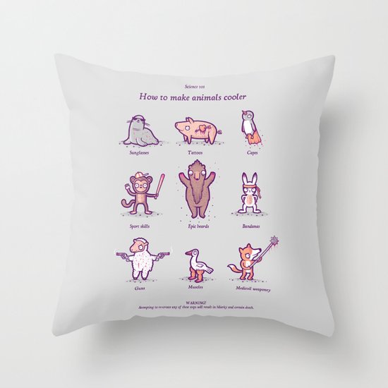 How to make animals cooler Throw Pillow