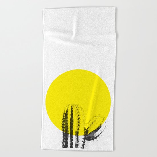Sunset Minimal Cactus Beach Towel