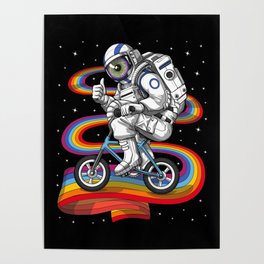 Trippy Astronaut Cycling Poster
