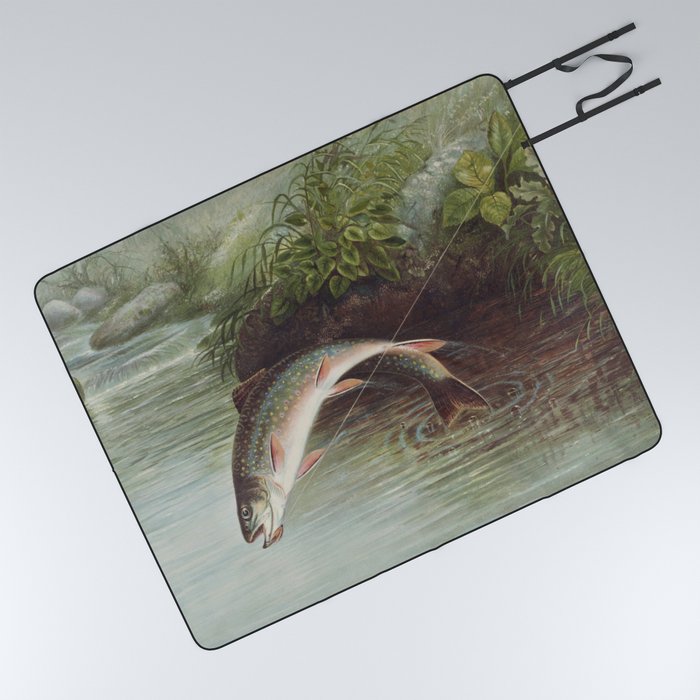Leaping Brook Trout Picnic Blanket