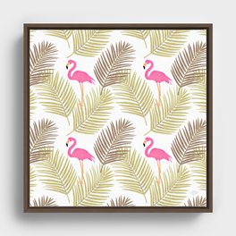 Flamingo Palms - Pink & Green Framed Canvas