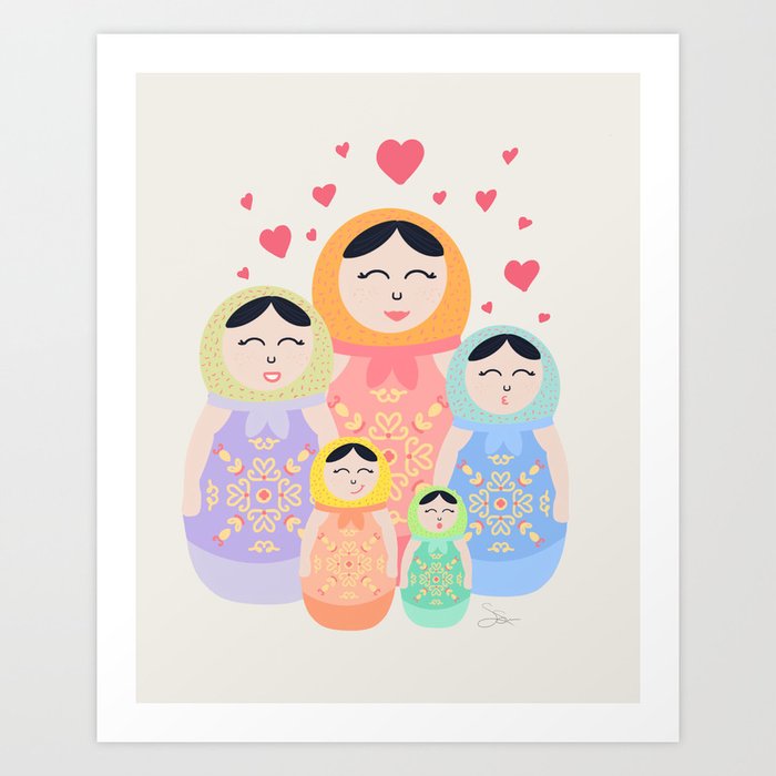 Folky Family Joy | Art Print Art Print