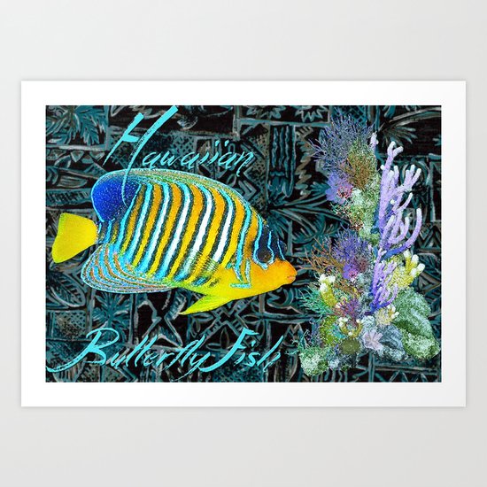 Hawaiian Butterfly Fish Art Print By Jmariellearts Society6