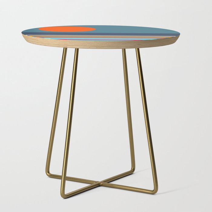 Lina - Colorful Sunset Retro Abstract Geometric Minimalistic Design Pattern Side Table