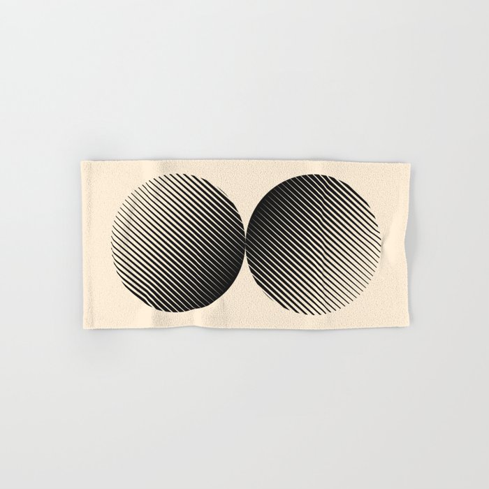 Abstraction_DOUBLE_SUN_BLACK_GRAPHIC_VISUAL_POP_ART_0512A Hand & Bath Towel