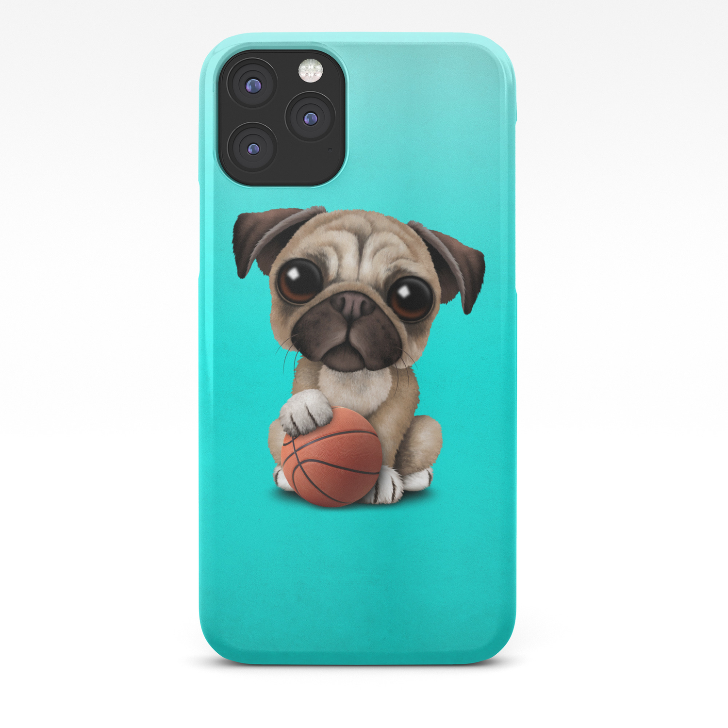Cute Pug Puppy Dog Playing With Basketball Iphone Case By
