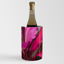 Vibrant Tropical Rainforest Jungle Leaves in Magenta-Pink Wine Chiller