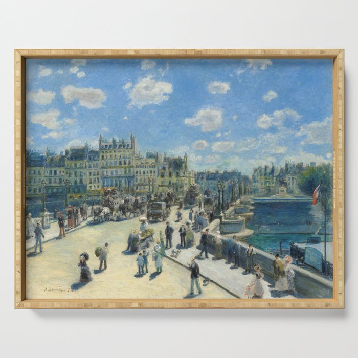 Pont Neuf Paris Painting by Auguste Renoir Serving Tray