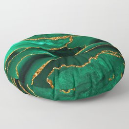 Abstract Green And Gold Emerald Marble Landscape  Floor Pillow