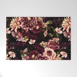 Vintage & Shabby Chic- Real Chrysanthemums Lush Midnight Flowers Botanical Garden Welcome Mat