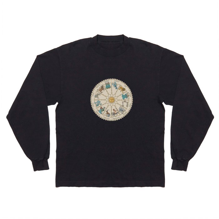Vintage Astrology Zodiac Wheel Long Sleeve T Shirt