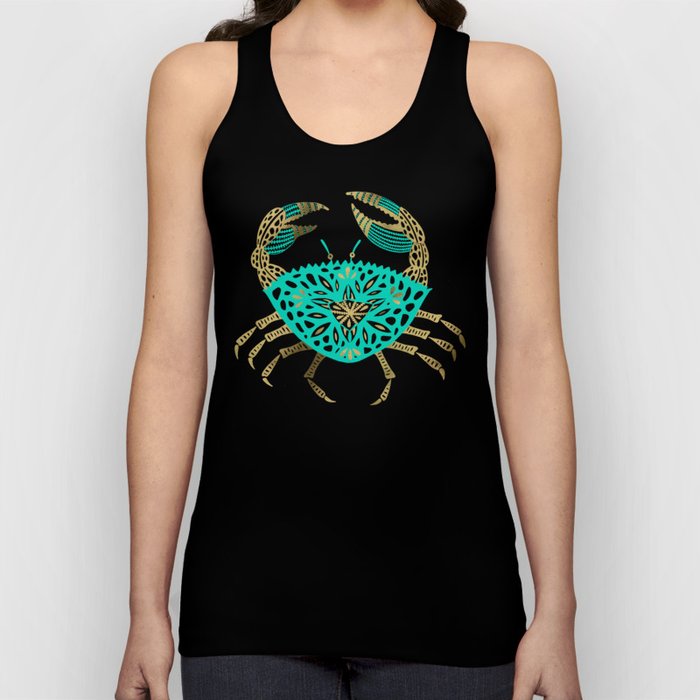 Crab – Turquoise & Gold Tank Top