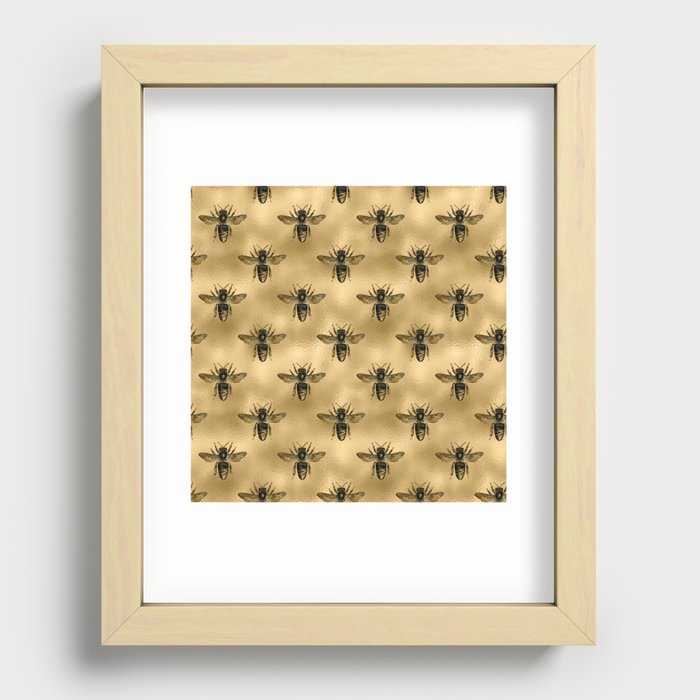 Black bees Recessed Framed Print