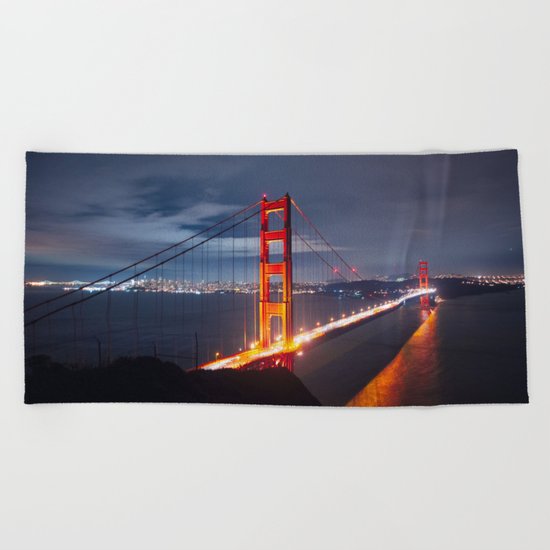Golden Gate Bridge at Night | San Francisco, CA Beach Towel