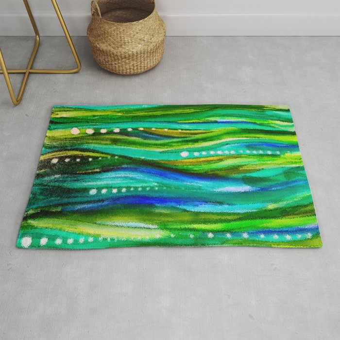 Sea Grass Alcohol Ink Painting Rug