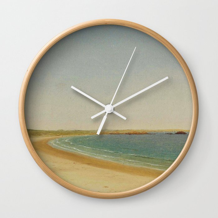 Second Beach, Newport - Middletown, Coastal Rhode Island nautical landscape painting by John Frederick Kensett Wall Clock