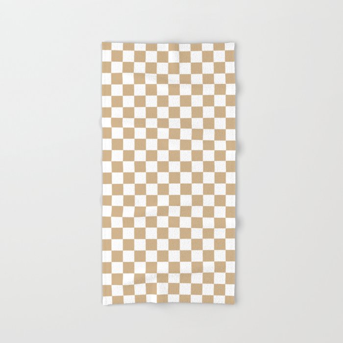 Mid-tone Brown White Buffalo Plaid Checkerboard Pattern Pairs 2023 COTY  Redend Point SW 9081 Bath Towel by Petite Patterns - Pixels