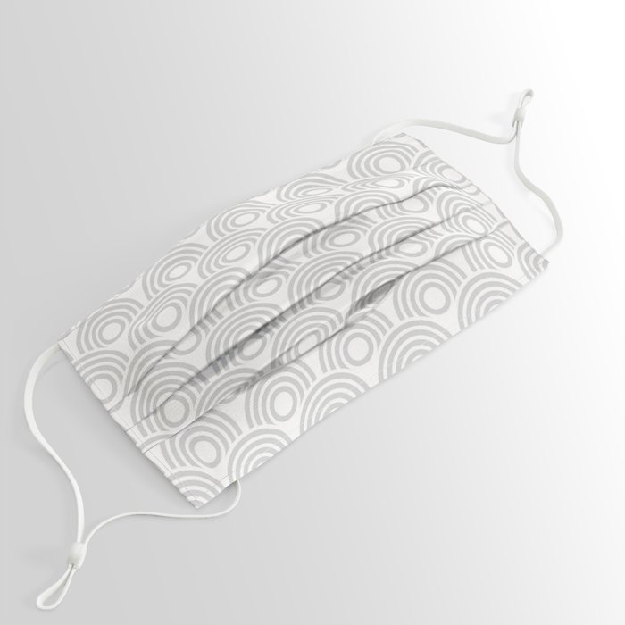 Art Deco Silver & White Circles Pattern Face Mask