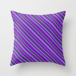 [ Thumbnail: Purple, Dark Slate Gray, and Dark Violet Colored Lines Pattern Throw Pillow ]