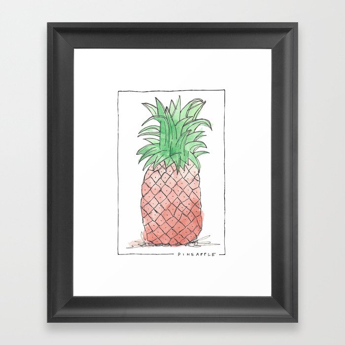 watercolor pink pineapple Framed Art Print