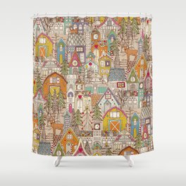 vintage gingerbread town Shower Curtain