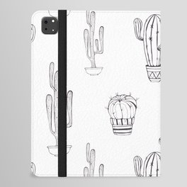 A pattern of black and white cacti painted with black ink iPad Folio Case