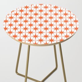Midcentury Modern Atomic Starburst Pattern Orange and White Side Table